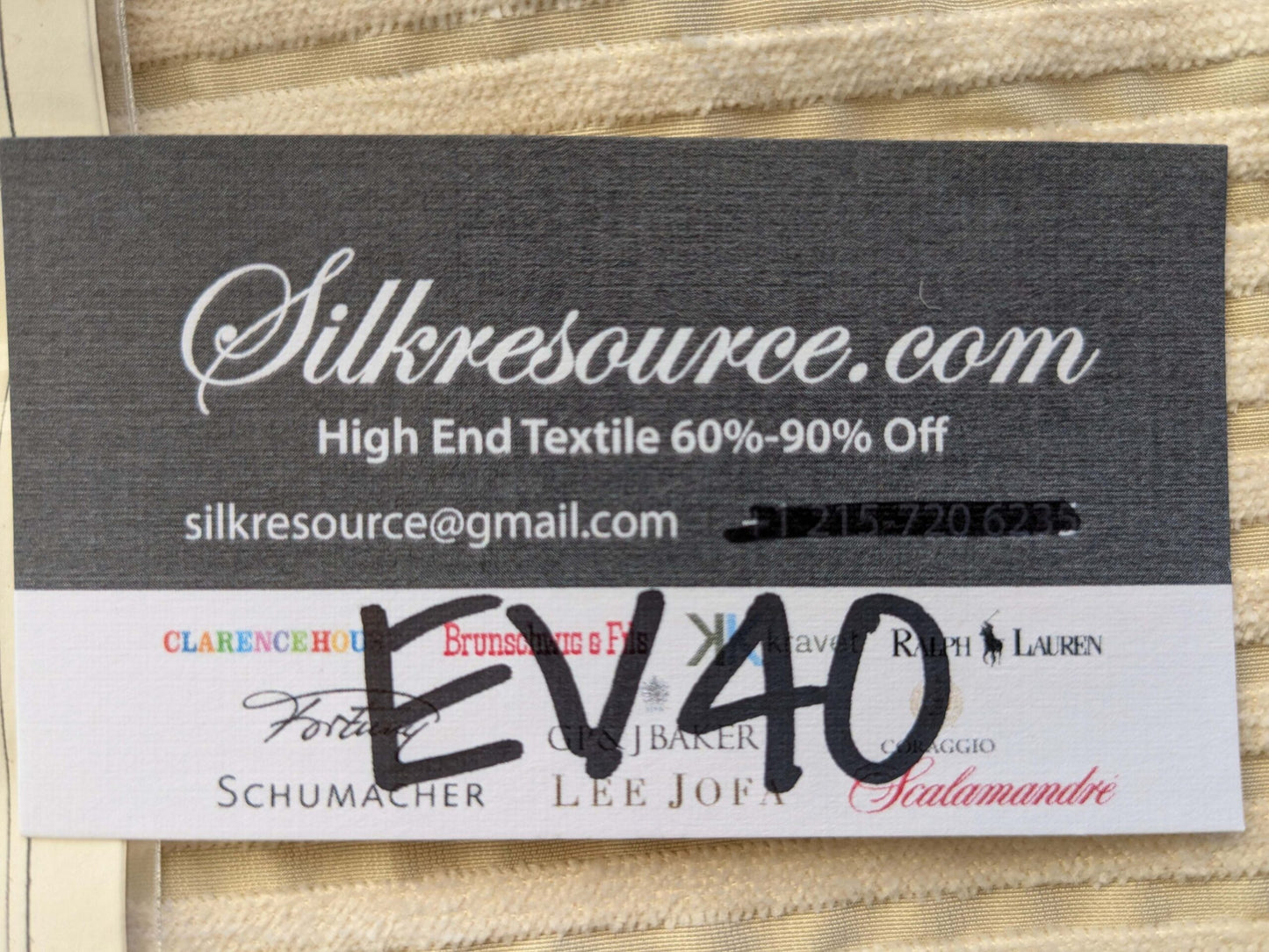 1 EV40 2.2 yards x 54" Scalamandre Colony Roma Senegal Milk Cream White Stripe Small Scale MSRP USD 330/y