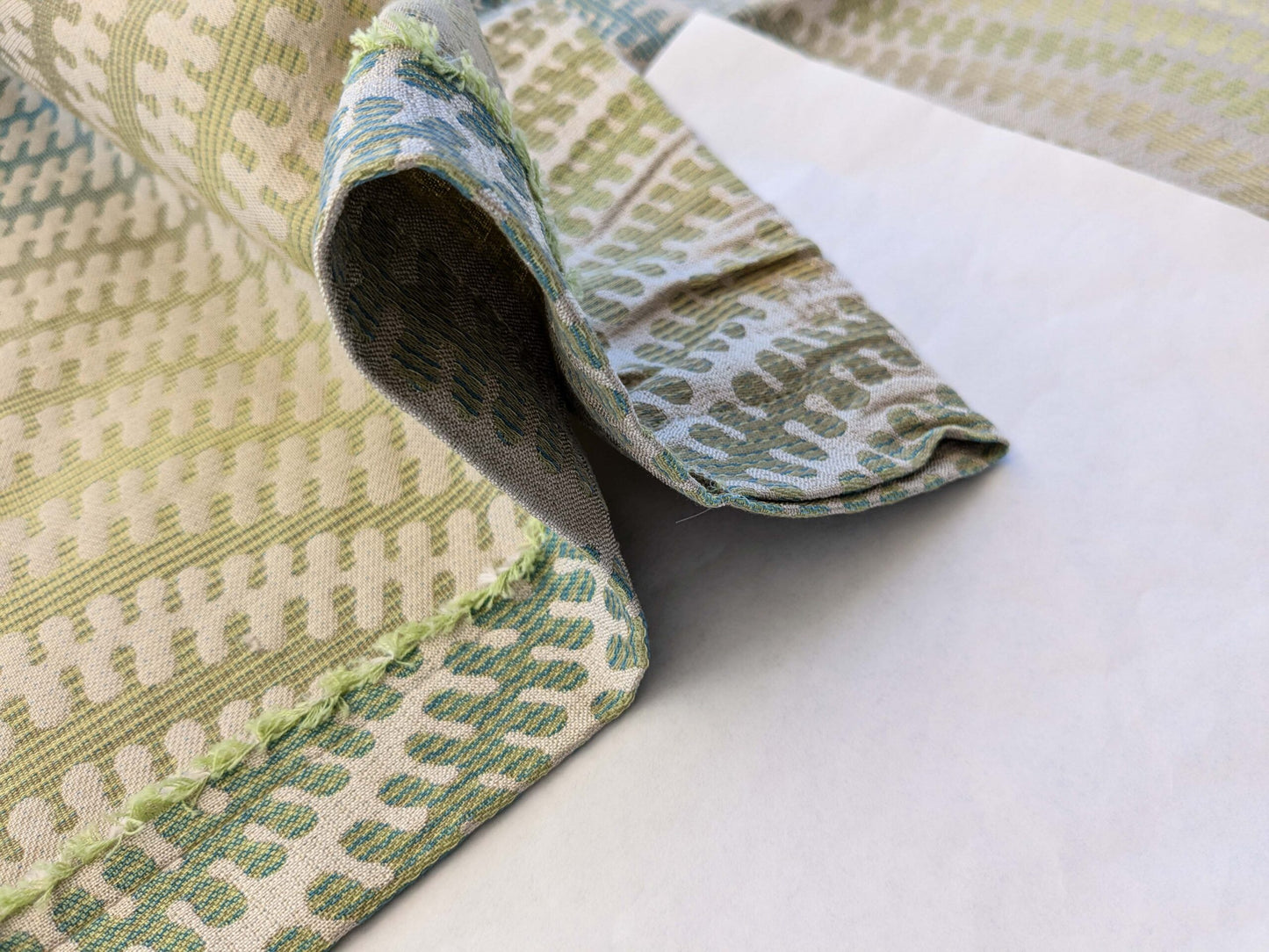 6 EV40 1.2 yards x 51"wide Scalamandre Fonthill Square Silk Sensuous Stripe Aquarelle Ombre Green Blue MSRP USD 356/y