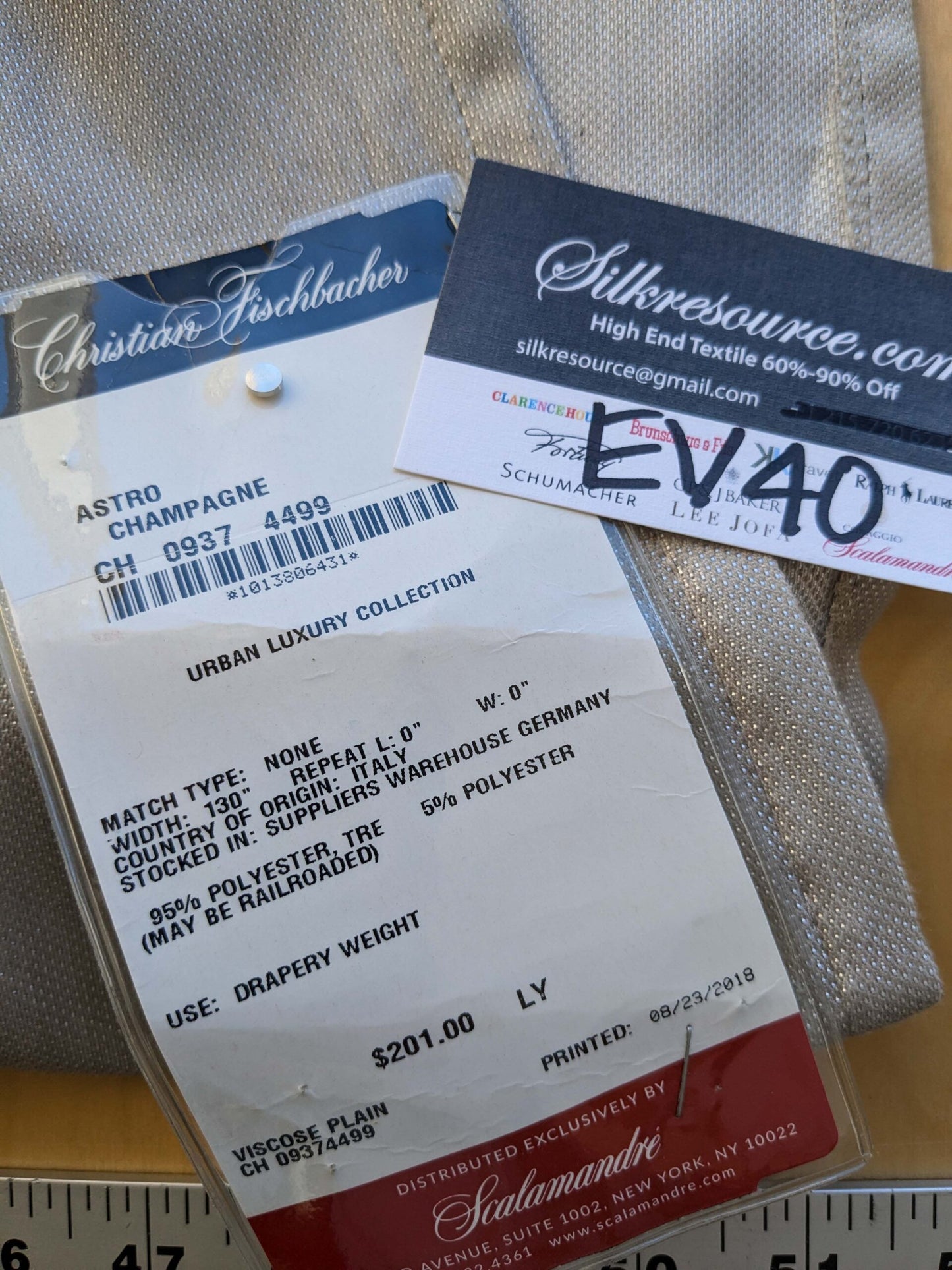 8 EV40 2.4y x 56" Scalamandre Astro Champagne Viscose Solid Gray