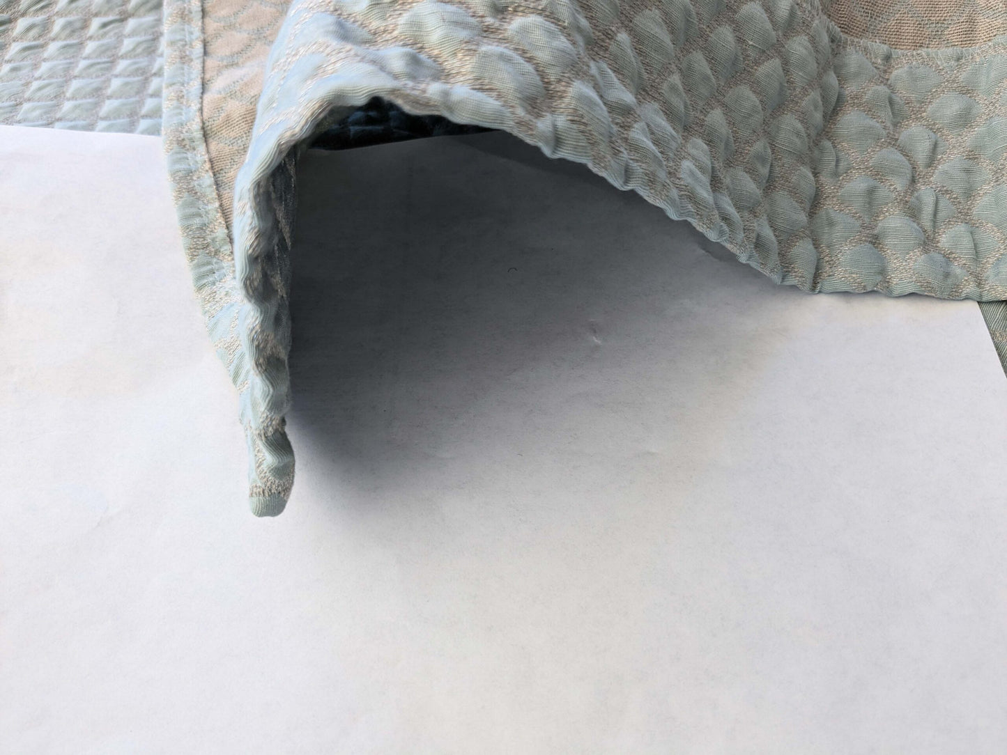 9 EV40 2.4y x 53"W Scalamandre Scallop Weave Mineral Light Blue Jacquard Diamond Ogee Small Scale MSRP USD 228/y