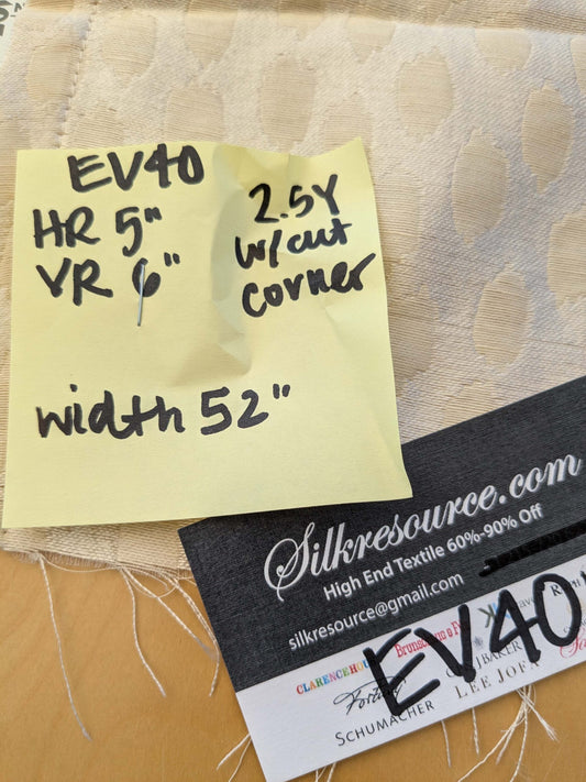 10 EV40 2.5y x 52" with Cut Corner Scalamandre Brocade Beige Small Scale Dot