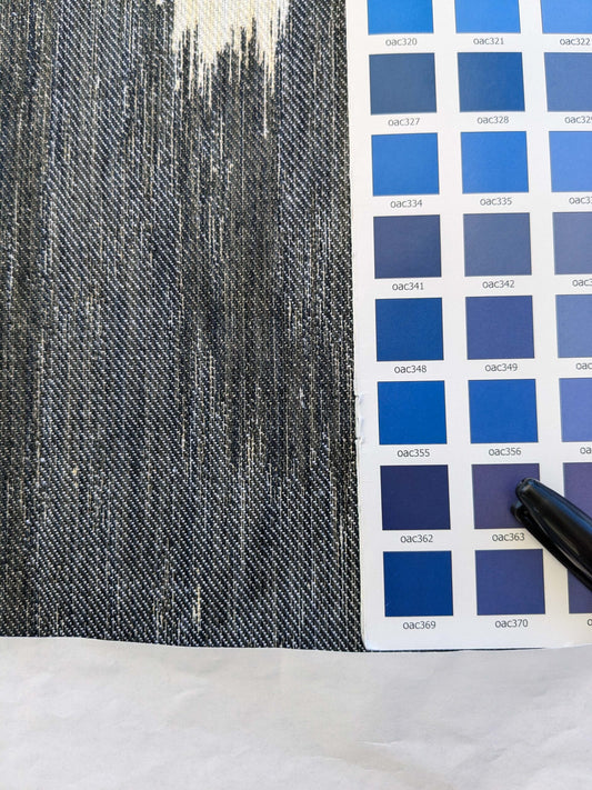 14 EV40 1.2yards x 54" Scalamandre Aldeco Monte Blue Cream White Abstract Large Jacquard