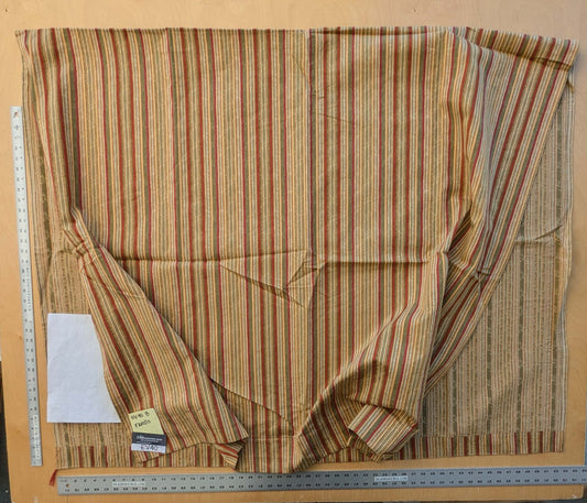 15 EV40 2.4yards x 53" Scalamandre Ravello Mustard Tarragon and Ruby Stripe Multi Cotton Viscose