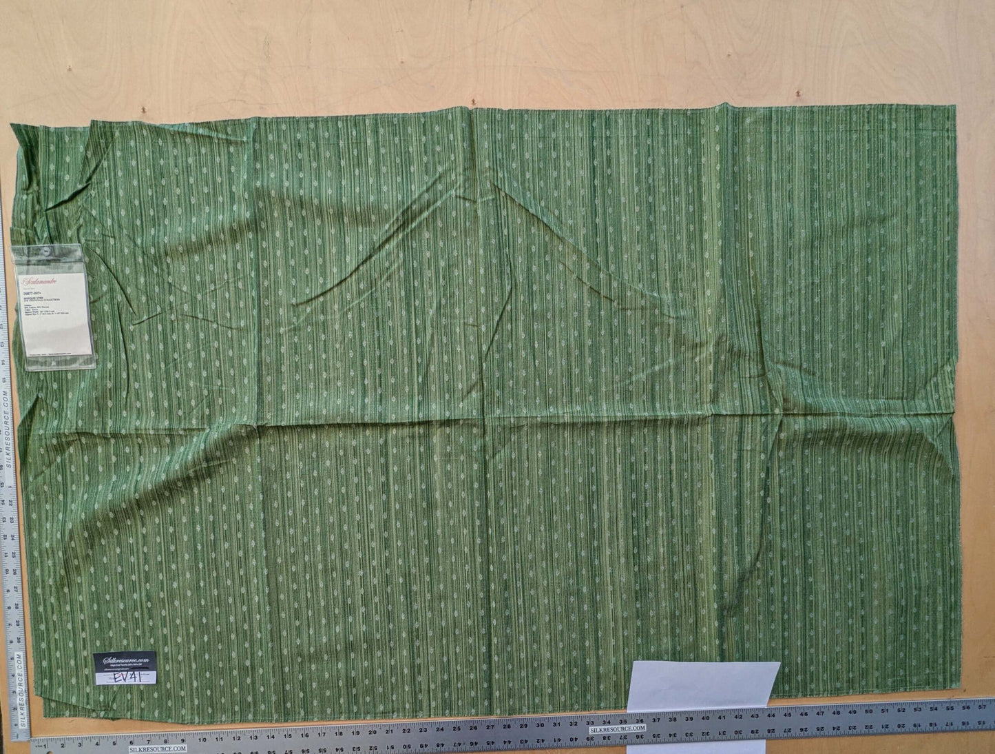 3 EV41 1yard x 56"w Scalamandre Marquie Strie Amure Green Dots MSRP USD 382/y