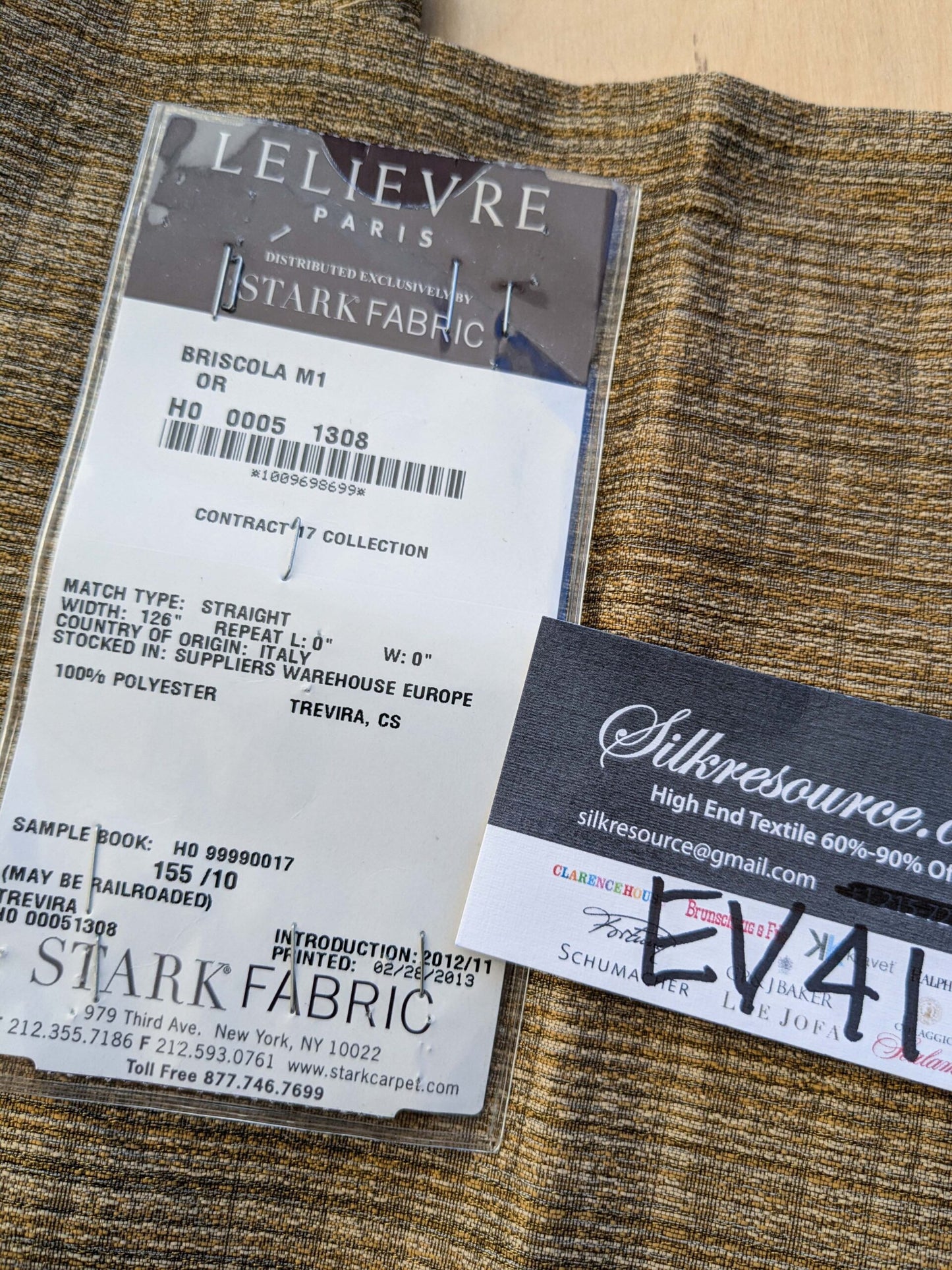 10 EV41 1.2yard x 63"w Scalamandre LeLievre Paris Briscola M1 Or Brown Solid Polyester MSRP 300+/y