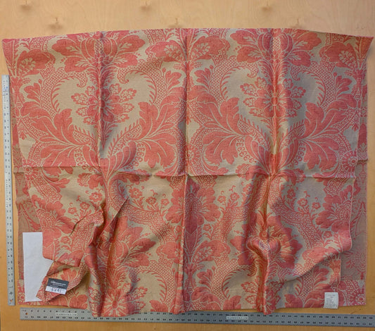 15 EV41 2.4y x 54" Scalamandre Colony Roma Gran Siecle Eglantine Peach Beige Pink Red Silk Wool Damask Floral MSRP US 440/Y