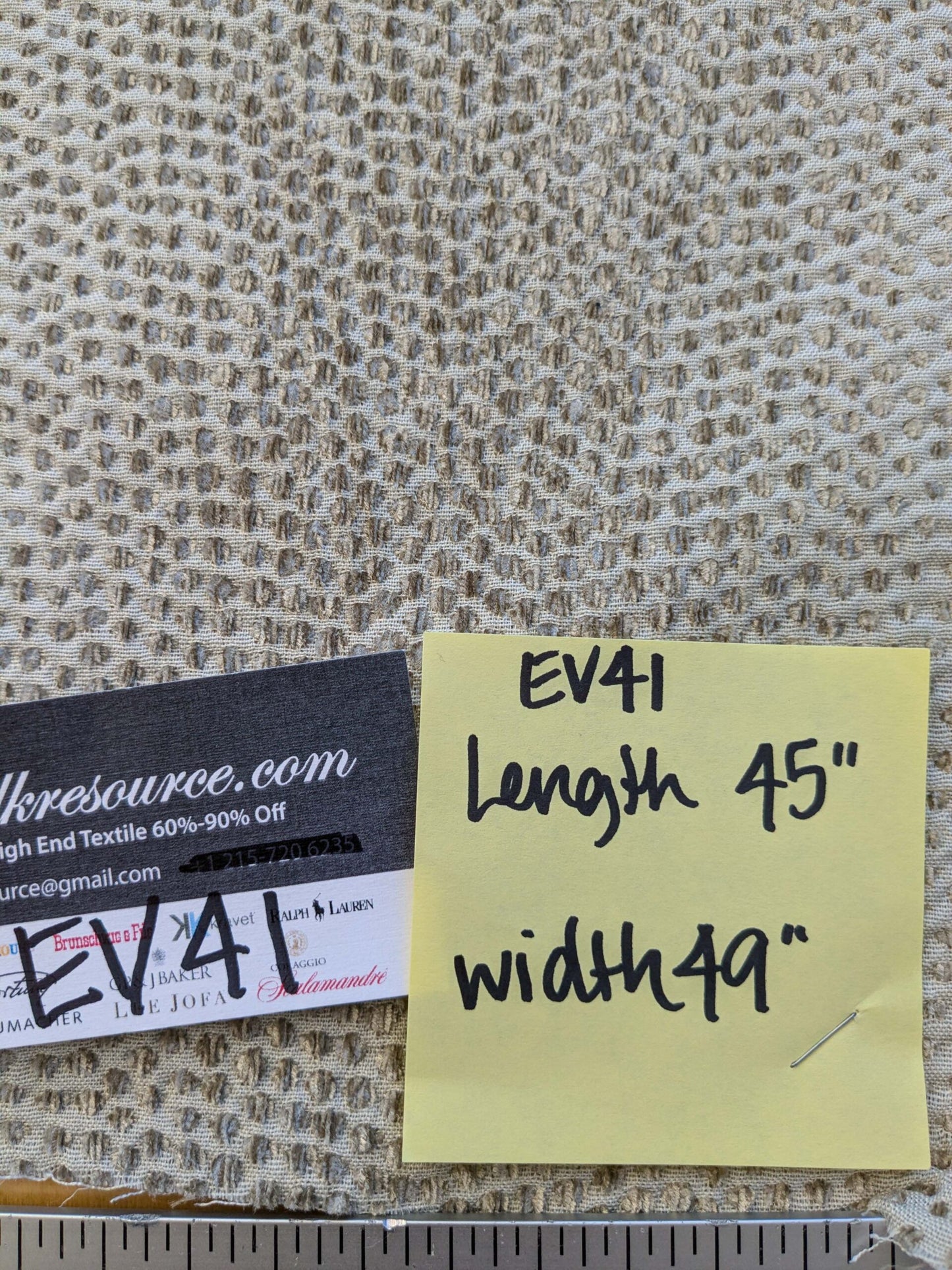 17 EV41 1.2y x 49" Scalamandre Stripe Small Scale Texture Solid Beige Dots