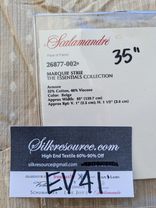 20 EV41 35" x 55"wide Scalamandre Marquie Strie Beige Dots MSRP USD 382/y