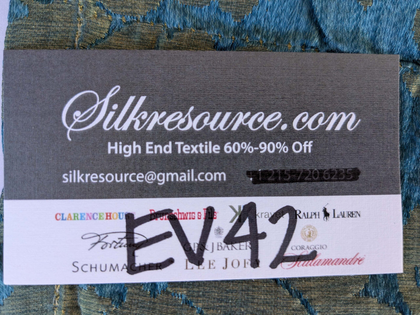 1 EV42 2.4Y x 50"w Scalamandre Lucia Gaufre Damask Blue Brown 100%silk Damask MSRP USD 384/Y