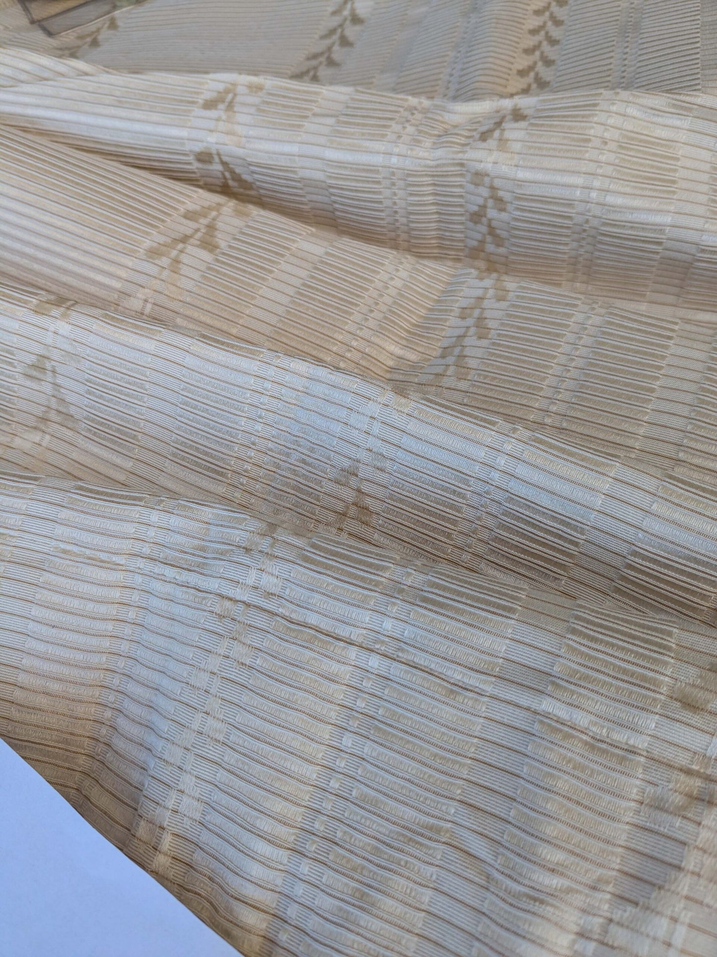 2 EV42 2.1Y x 52"w Scalamandre Lydo Dove Gaufre Stripe White Cream