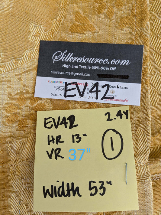 3 EV42 2.4y x 53"w Scalamandre Pugin Gold on Yellow Strie Silk Damask Neoclassical MSRP USD298/y Piece A