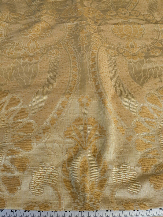 4 EV42 2.4y x 54"w Scalamandre Pugin Gold on Yellow Strie Silk Damask Neoclassical MSRP USD298/y Piece B