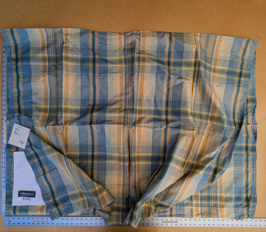20 EV42 2.2y x 49"w Scalamandre Reveur Plaid Blue and Gold Silk