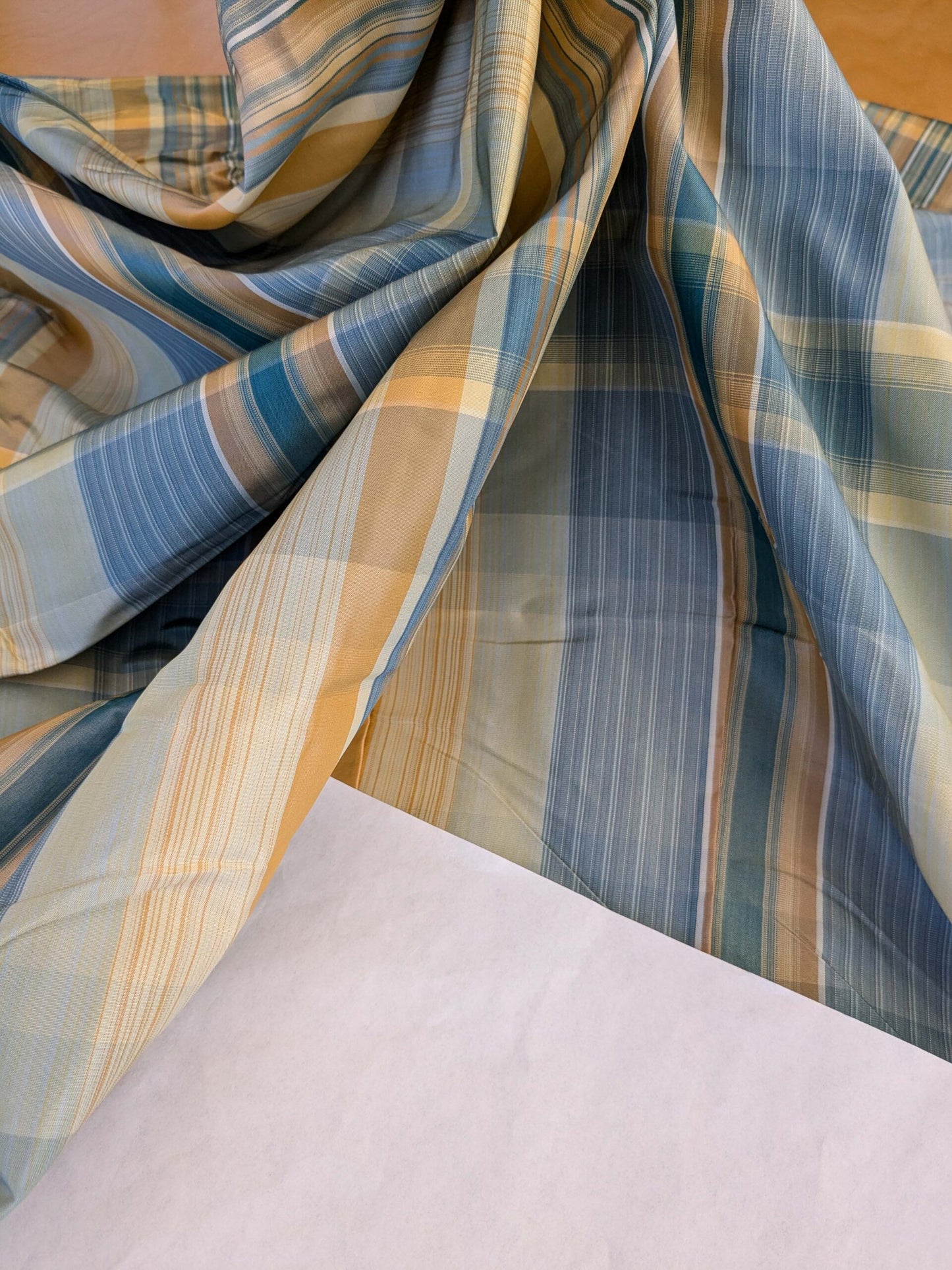 20 EV42 2.2y x 49"w Scalamandre Reveur Plaid Blue and Gold Silk