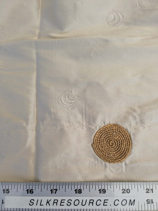 24 EV42 2.4y x 53"w Scalamandre Colony Roma Hokkaido Beige Embroidery Silk Dot Circle Brown