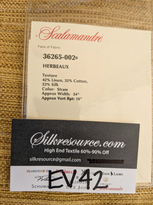 26 EV42 2.2y x 54" Scalamandre Herbeaux Straw Brown Strie Texture Silk Blend