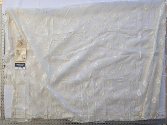 2 EV43 Sheers 2.1y x 66"w Scalamandre Havisham White Cotton Madras Small Scale Texture