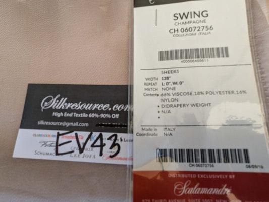 3 EV43 Sheers 2.4y x 138"wide Scalamandre Swing Champagne Sheers Solid Texture Tan Mocha Light Brown MSRP USD370/y