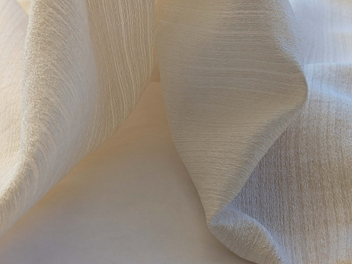 6 EV43 Sheers 1.2 x 63"w Scalamandre Lelievre Paris Briscola M1 Blanc Cream White Strie Texture Polyester MSRP USD 652/y