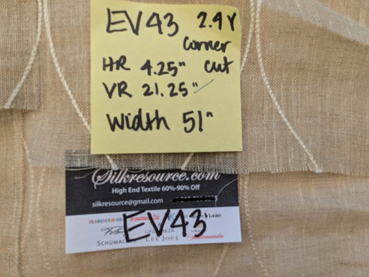 7 EV43 Sheers 2.4y x 51"w with Corner Cut Scalamandre Sheer Diamond Ogee Brown Art Deco