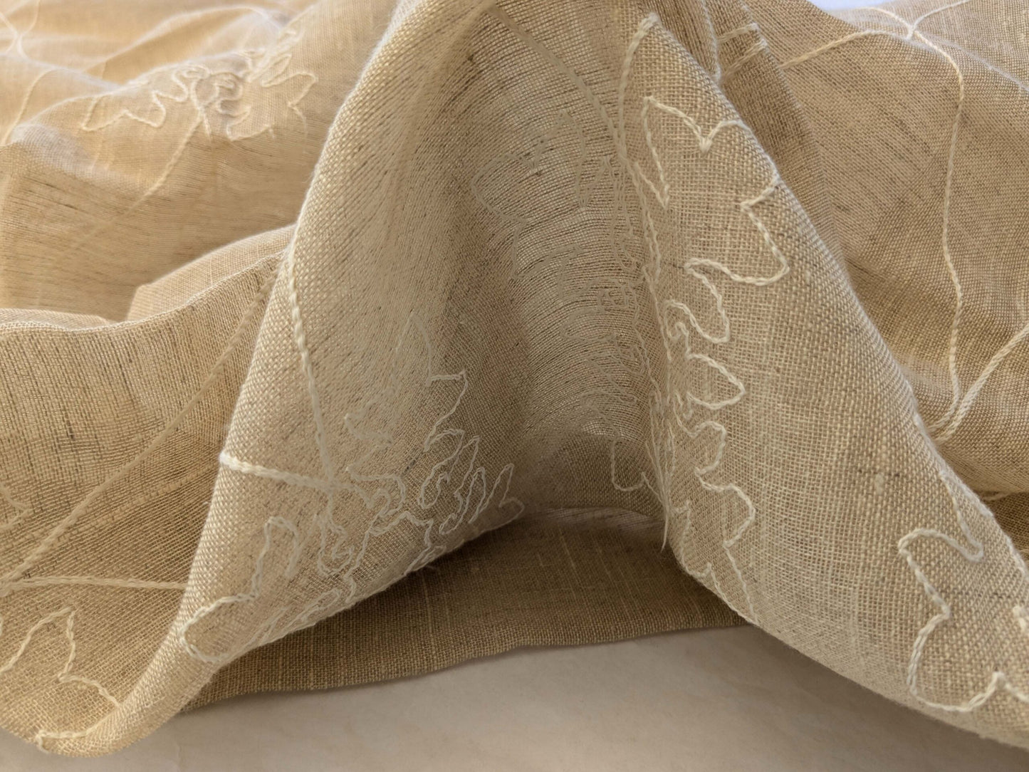 7 EV43 Sheers 2.4y x 51"w with Corner Cut Scalamandre Sheer Diamond Ogee Brown Art Deco