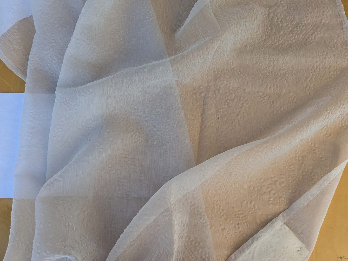 12 EV43 Sheers 2.4y x 56"w Scalamandre Christian Fischbacher Orient Light Eggshell Abstract Jacquard Small Stain