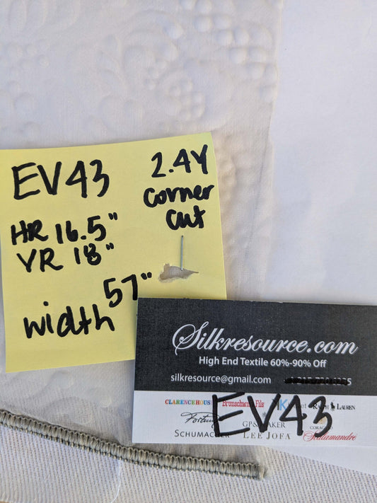 13 EV43 Sheers 2.4y x 57"w with Corner Cut Scalamandre Christian Fischbacher Orient Light Beige Gray Abstract Jacquard