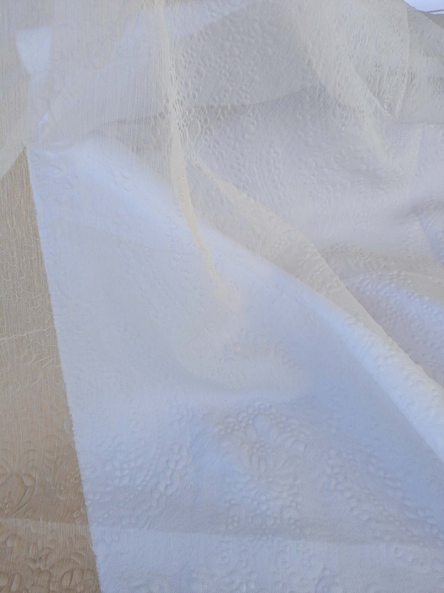 13 EV43 Sheers 2.4y x 57"w with Corner Cut Scalamandre Christian Fischbacher Orient Light Beige Gray Abstract Jacquard