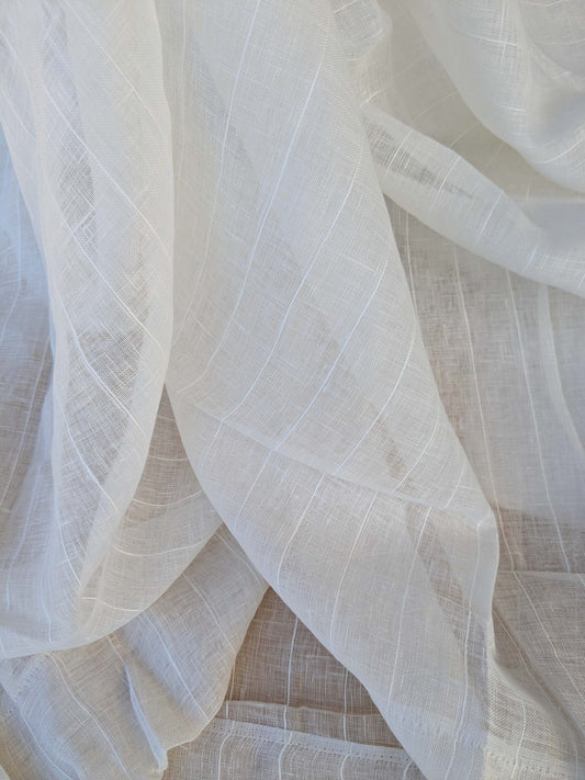 Scalamandre Chandler Linen Sheer - Oyster Light Beige Stripe