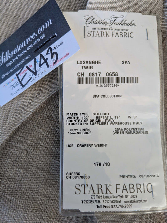 18 EV43 Sheers 2.5y x 54"w Scalamandre Christian Fischbacher Losanghe Twig Brown Gray Diamond Ogee