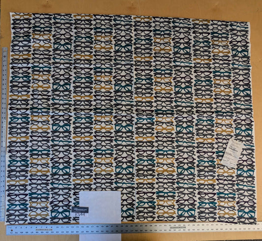 3 EV44 1.2y x 52"w Scalamandre Pop Art Black Tropical Vintage Gray Blue Black White Brown Art Deco Glasses Pattern Embroidery MSRP USD 640/y