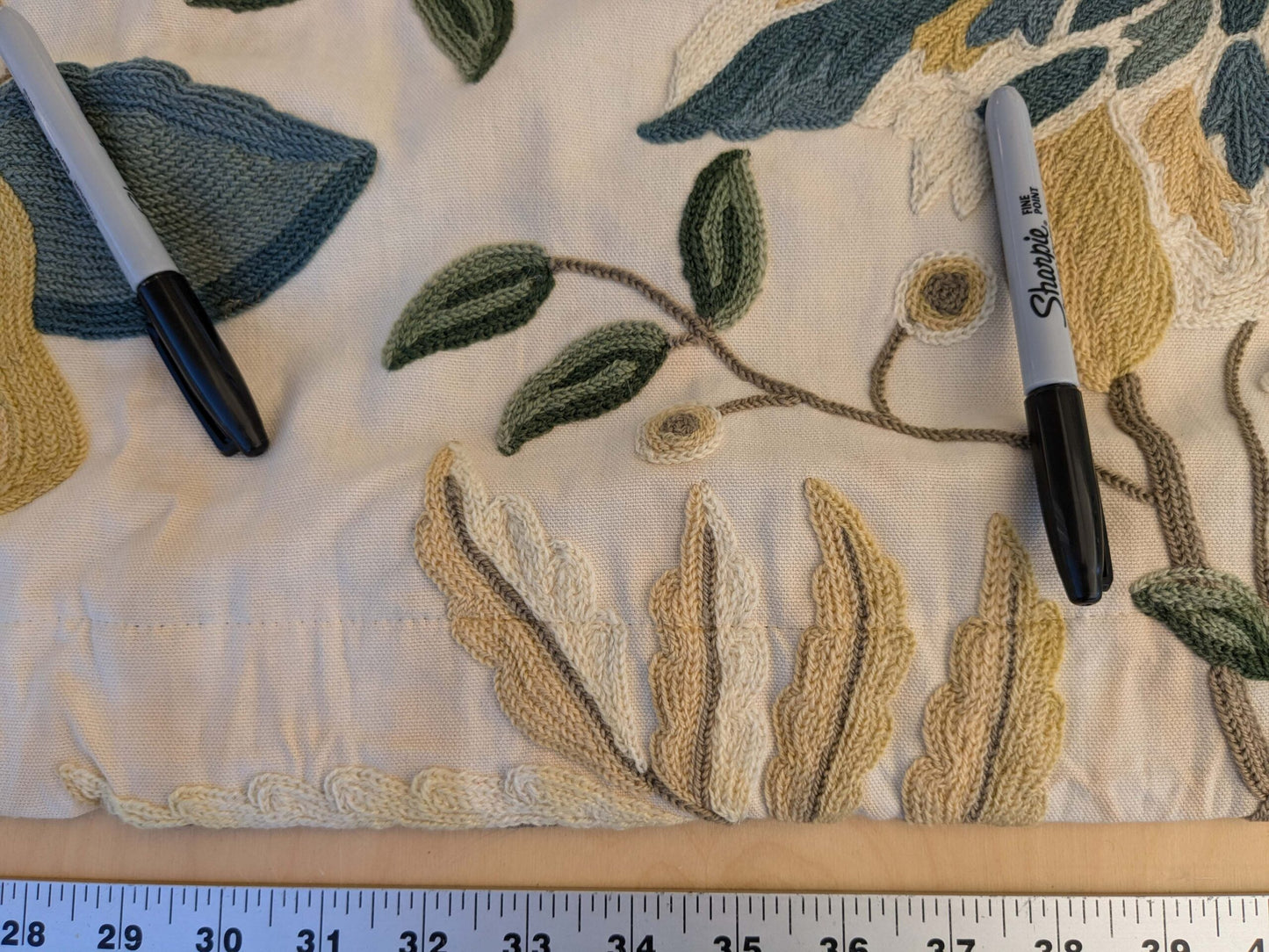 13 EV44 2.2yd x 55" Scalamandre Antoine Blue and White Wool Crewel on Cotton Embroidery MSRP USD 338/Y