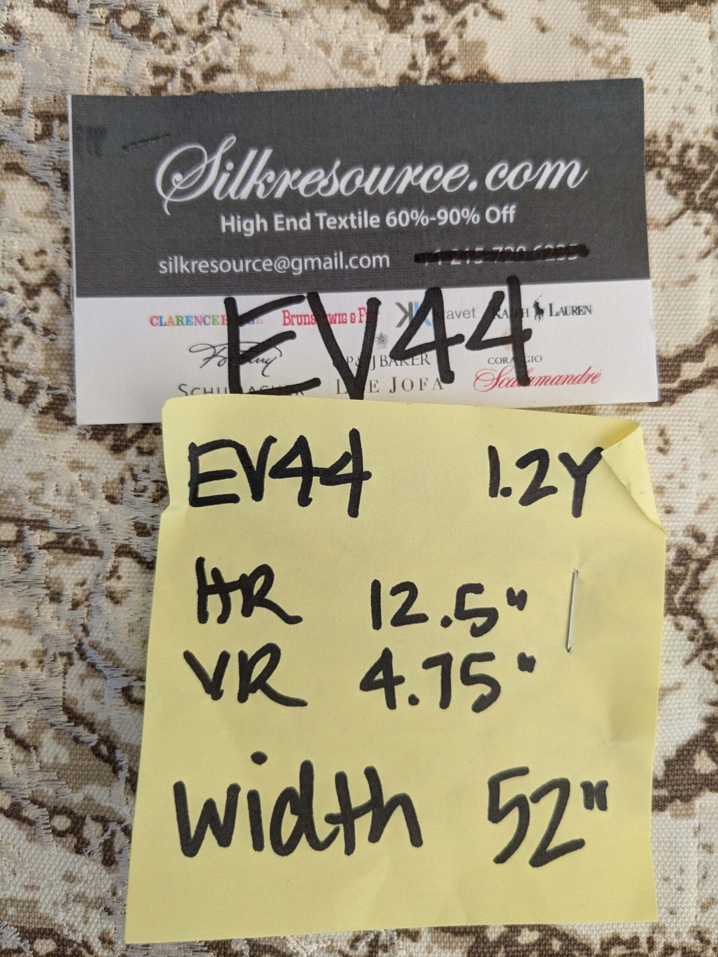 17 EV44 1.2y x 52"w Scalamandre Komodo Modern Nature Carbon Gray Beige Embroidery Print Abstract