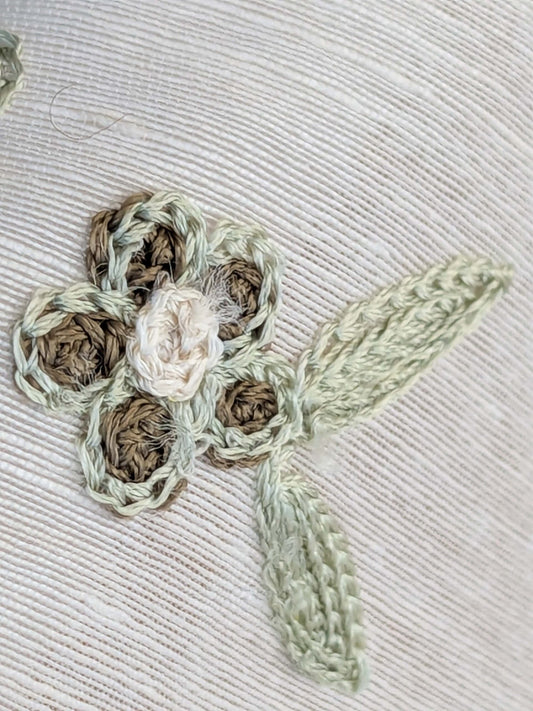 by yard Scalamandre Nirali Endive Dreamy Silk Linen Sheer with Embroidery Green on White Floral Silk Linen MSRP USD 238/y