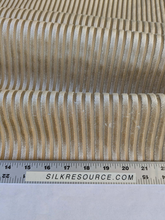 by yard Scalamandre Sofia Silk Velvet Stripe Sand and Bisque Silk Pile Light Brown MSRP USD478/y