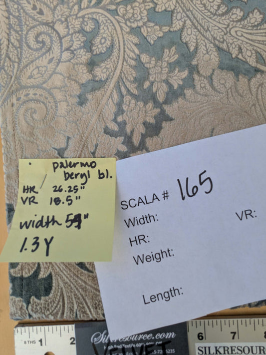 1.3yard Scalamandre Palermo Velvet Paisley Beryl Blue Printed Velvet Botanical Foliage MSRP USD610/y