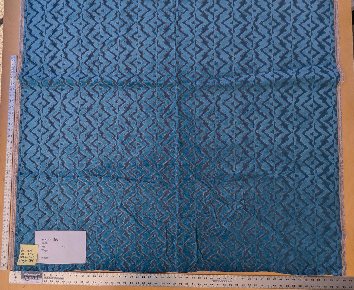 1.5yard Scalamandre Echo Velvet Peacock Blue Geometric MSRP USD 316/y