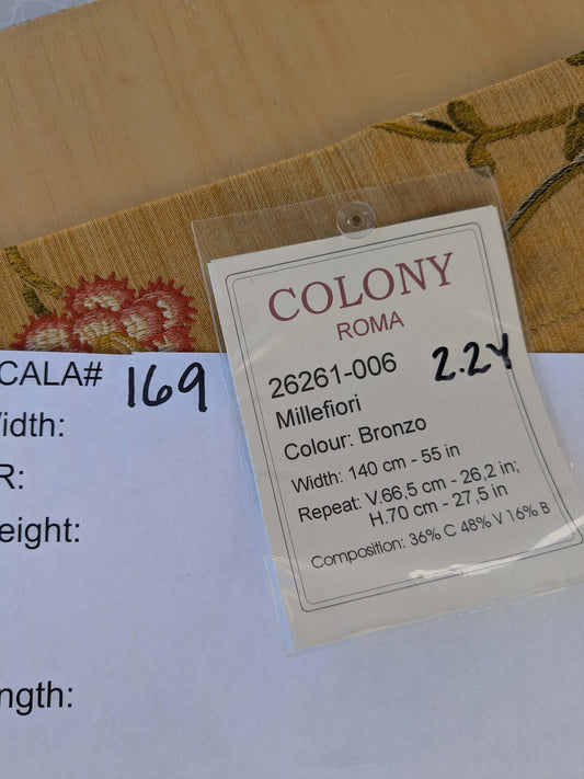 2.2 yard Scalamandre Colony Roma Millefiori Bronzo Yellow Floral Botanical Tree Foliage Renaissance MSRP USD 500+/Y