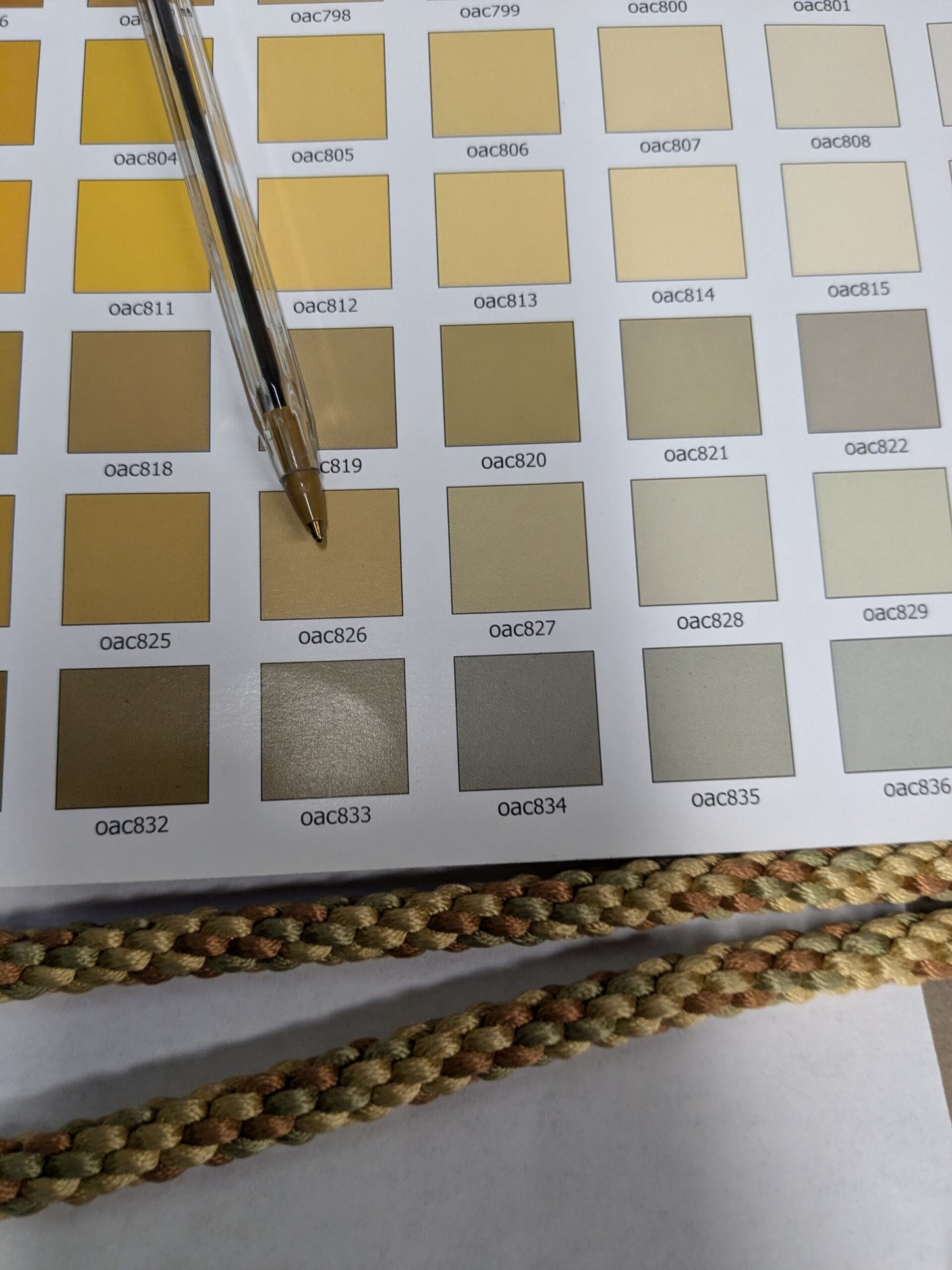 55 inches Scalamandre 100% Silk Rope Trim C42-59 (Trim Box B) Woven Green Brown Yellow