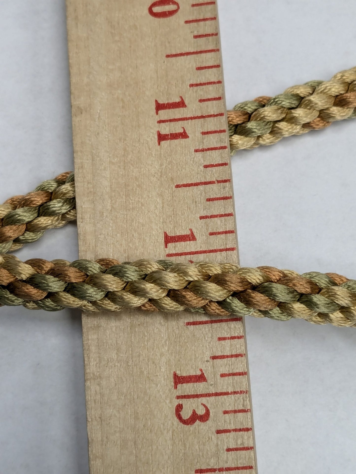 66 inches Scalamandre 100% Silk Rope Trim C42-59 (Trim Box B) Woven Green Brown Yellow
