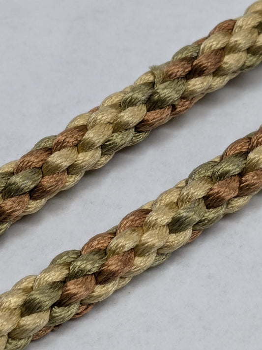 66 inches Scalamandre 100% Silk Rope Trim C42-59 (Trim Box B) Woven Green Brown Yellow