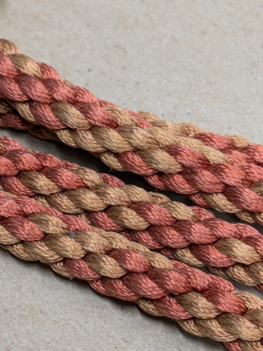 88 inches Scalamandre 100% Silk Rope Trim C42-83 (Trim Box B) Woven Brown Pink Red