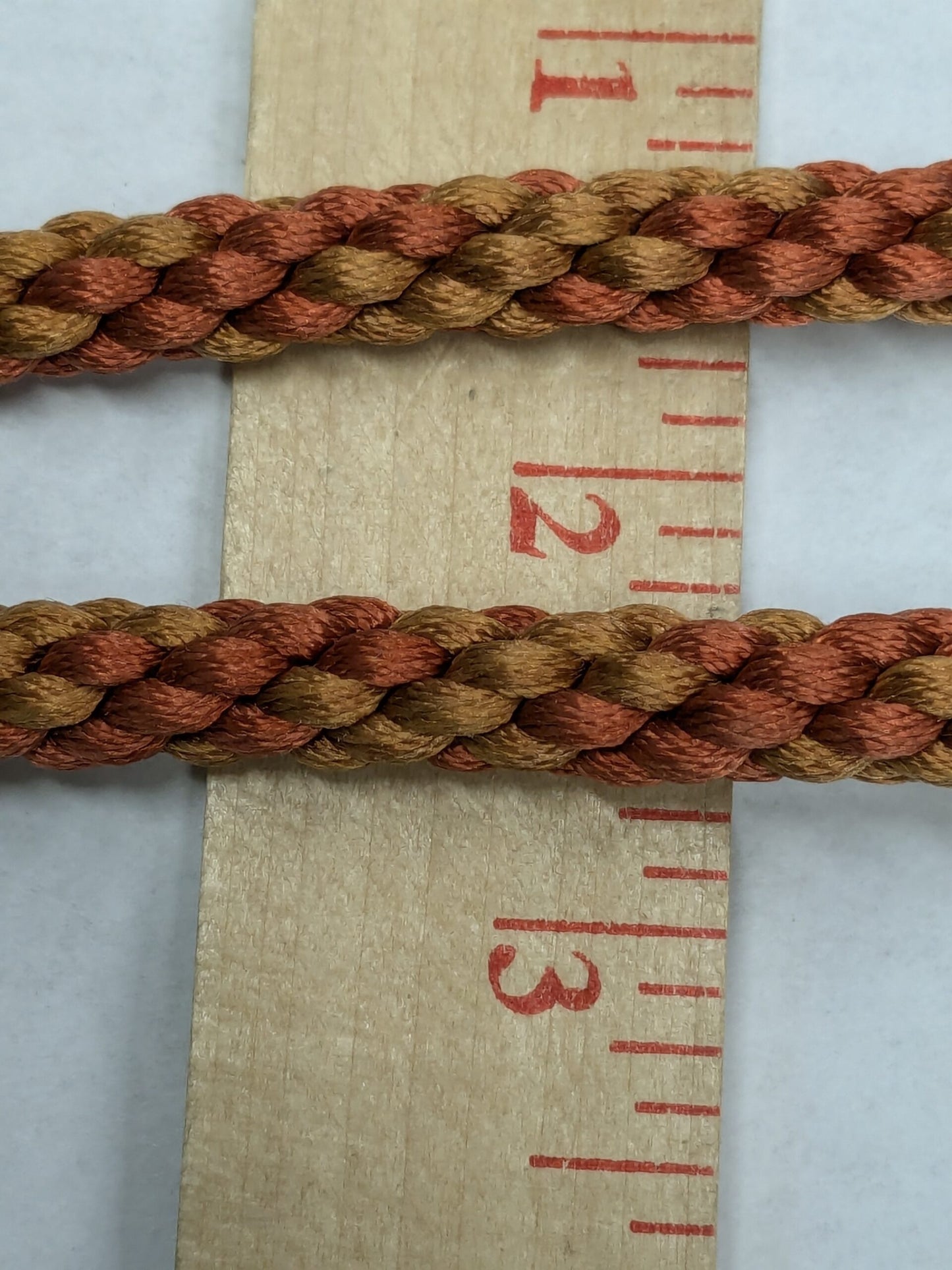 88 inches Scalamandre 100% Silk Rope Trim C42-83 (Trim Box B) Woven Brown Pink Red