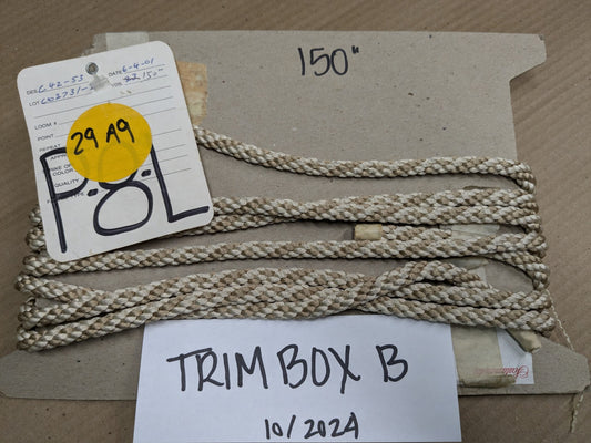 4.1yards Scalamandre 100% Silk Rope Trim C42-53 (Trim Box B) Woven White Brown