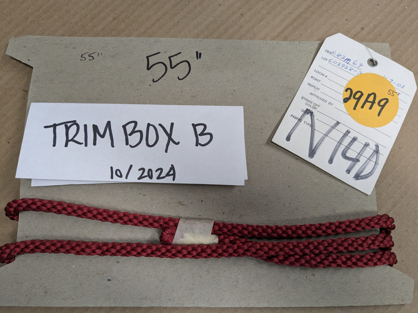 55" Scalamandre 100% Silk Rope Trim C42-M69 (Trim Box B) Woven Red