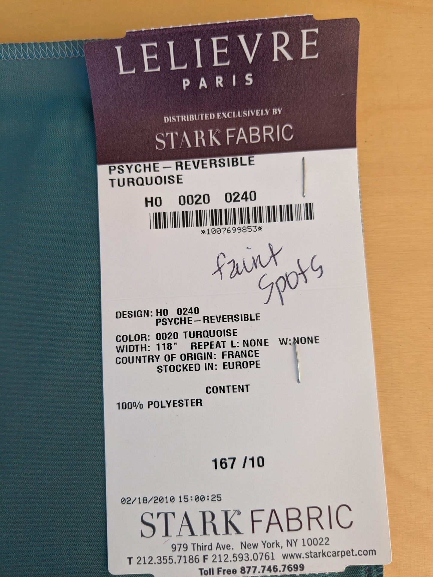 46 EV45 Square Scalamandre Lelievre Paris Psyche Reversible Turquoise Blue Polyester Solid Taffeta(Faint Spots)