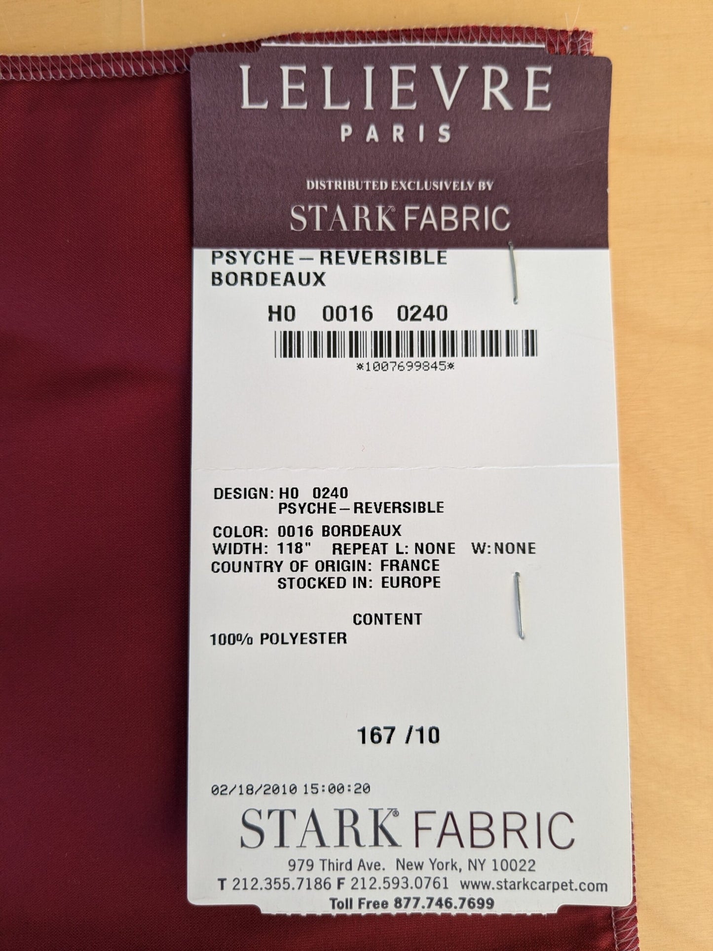 53 EV45 Square Scalamandre Lelievre Paris Psyche Reversible Bordeaux Red Polyester Solid Taffeta