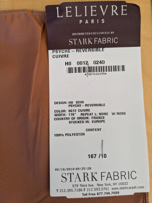 55 EV45 Square Scalamandre Lelievre Paris Psyche Reversible Cuivre Brown Orange Polyester Solid Taffeta