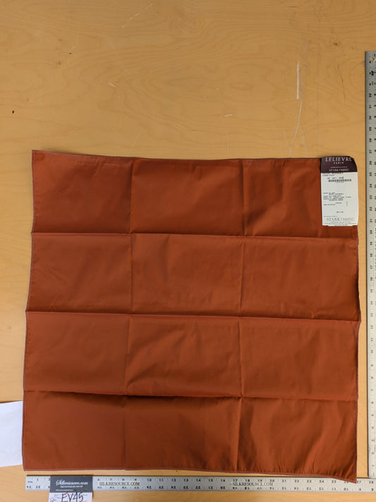 56 EV45 Square Scalamandre Lelievre Paris Psyche Reversible Terre Cuite Orange Polyester Solid Taffeta