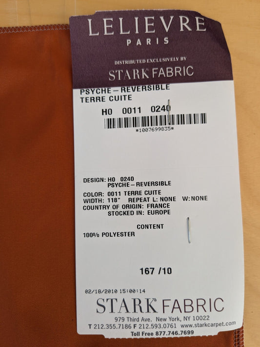 56 EV45 Square Scalamandre Lelievre Paris Psyche Reversible Terre Cuite Orange Polyester Solid Taffeta